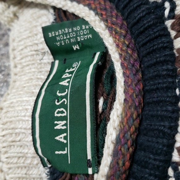 Vintage Landscape 100% Cotton Oversized Knit Sweater Men's Size Medium - Picture 3 of 14